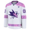 Miehille NHL San Jose Sharks Pelipaita Custom Fanatics Hockey Fights Cancer Practice 2024-25 Valkoinen